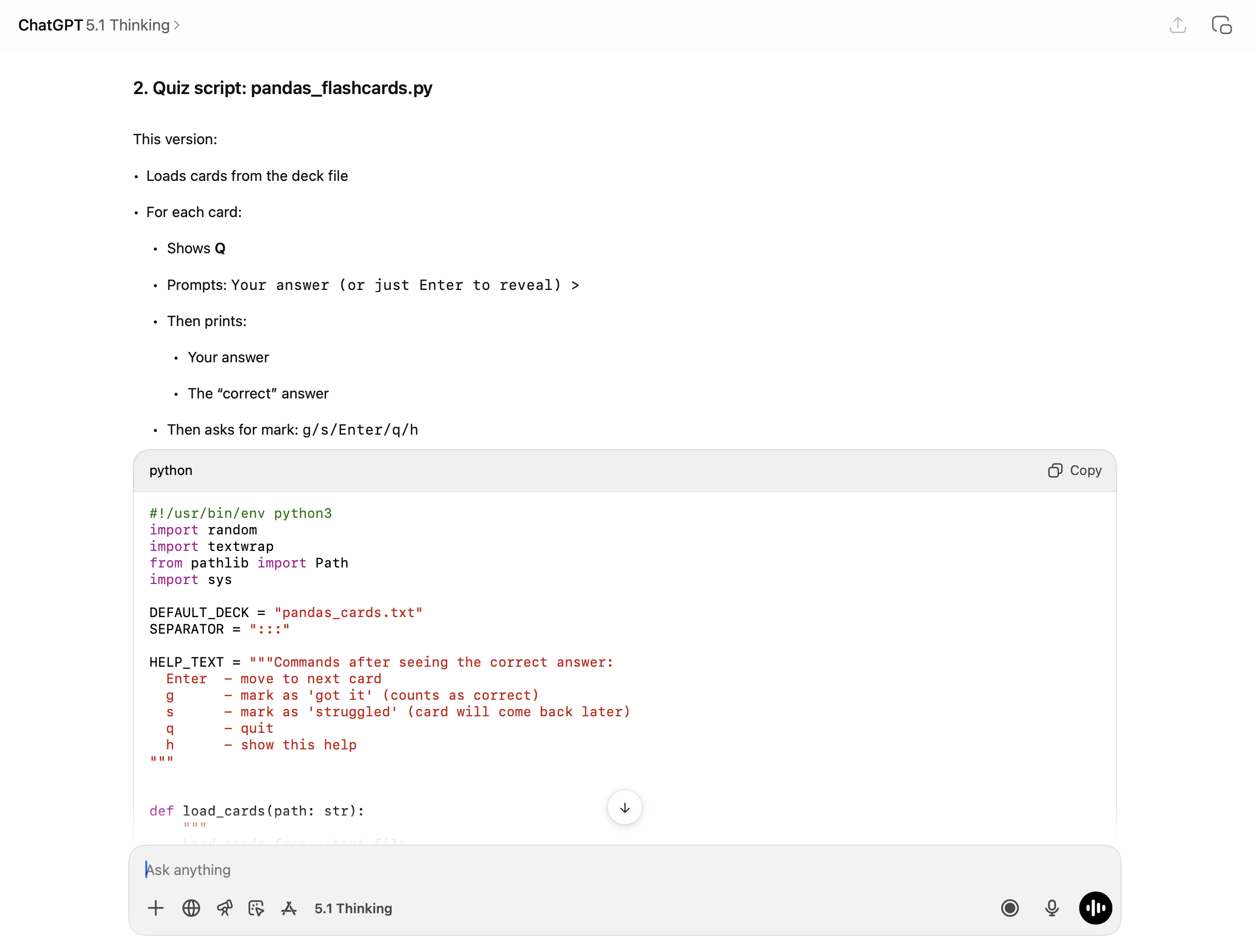 Screenshot of the Vibecoding Session with ChatGPT